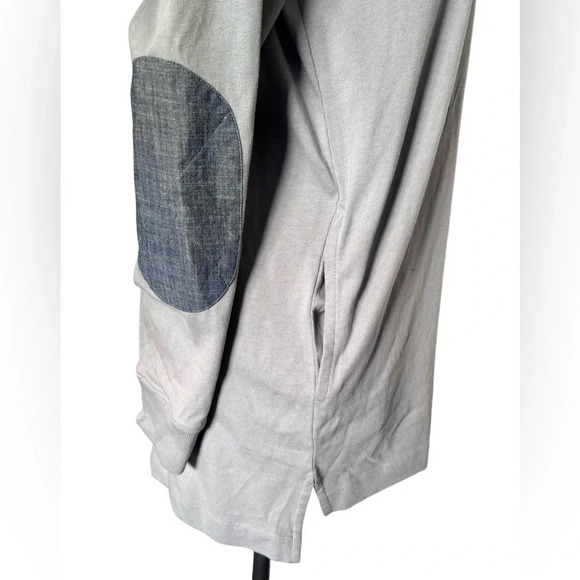 NWOT Lands End -Long Sleeve Heavyweight Jersey Button Hoodie with elbow patches - Picture 9 of 14